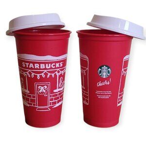 Starbucks 2025 Classic Red Holiday Cups Winter House Design Collectible Set